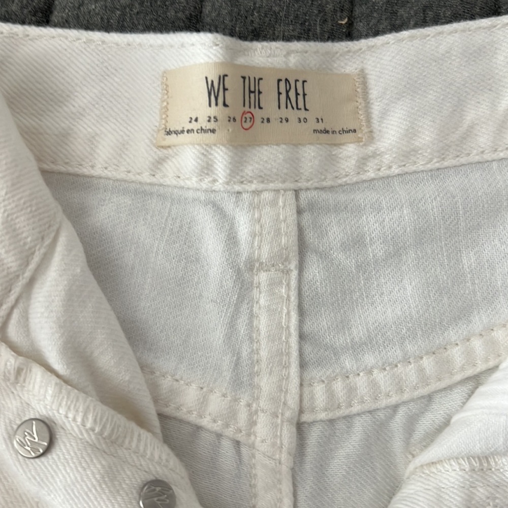 Free people, distressed, button fly white denim shorts - 27 - Picture 2 of 4